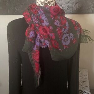 Francoise Guerin-Paris floral scarf 60 x 14 silk chiffon